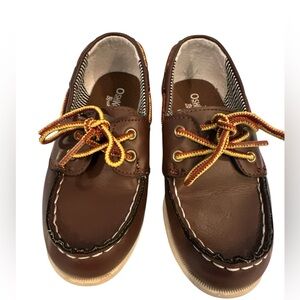 OshKosh B' Gosh Boy Brown Boat Shoes Loafers Heel Pull Tab Slip On Sz 10 VTG